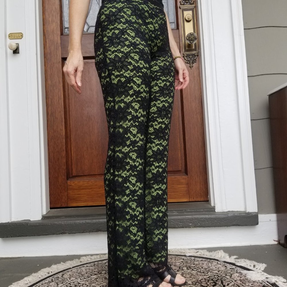 INC black lace over green pants
